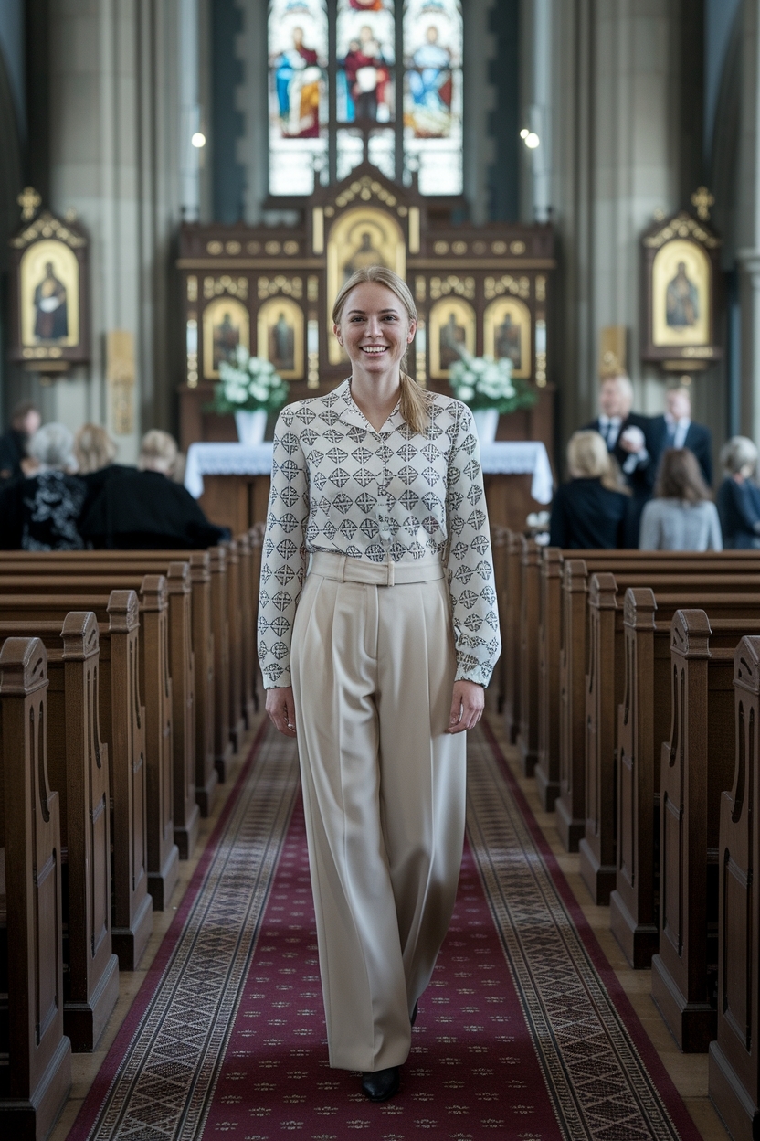 Trousers Outfit for Church Women: Smart and Sophisticated Looks outfit idea