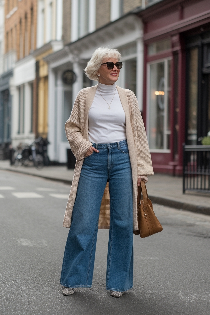 Wide Leg Jeans Outfit for Women Over 60: Timeless Trends outfit idea