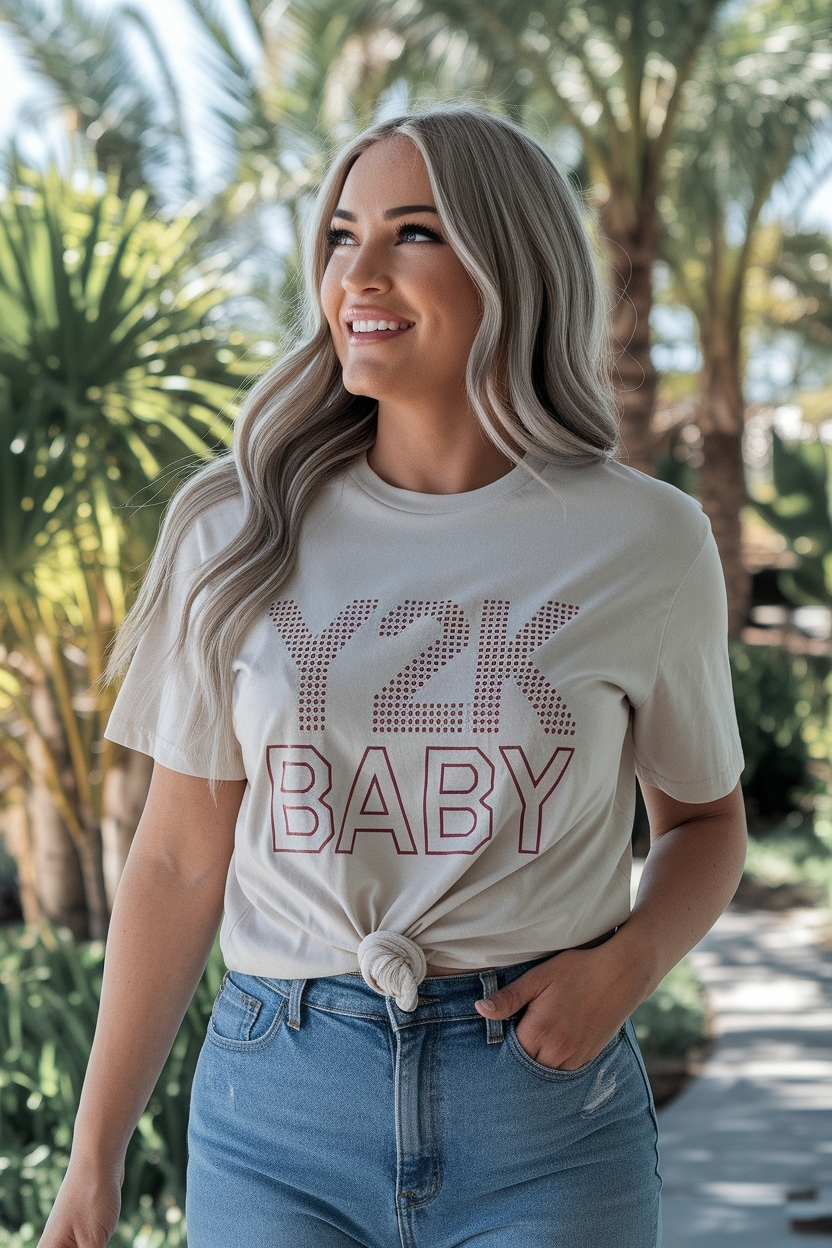 Y2K Baby Tee: Nostalgic Fashion for Today's Generation outfit idea