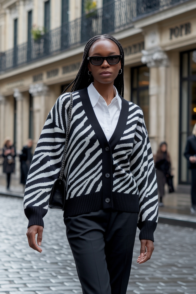 Zebra Cardigan Outfit for Black Women: Bold Statements outfit idea